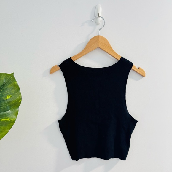 ZARA | Black Crop Round Neck Ribbed Tank Top Size Medium - Picture 3 of 4